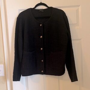 NWOT! Amazon Pretty Garden Classic Black Button-Up Women's Sweater
